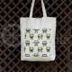 Printed semi-linen shopping bag "Owls green"